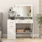 White Engineered Wood Vanity Table with Mirror and Storage Drawers Makeup Desk